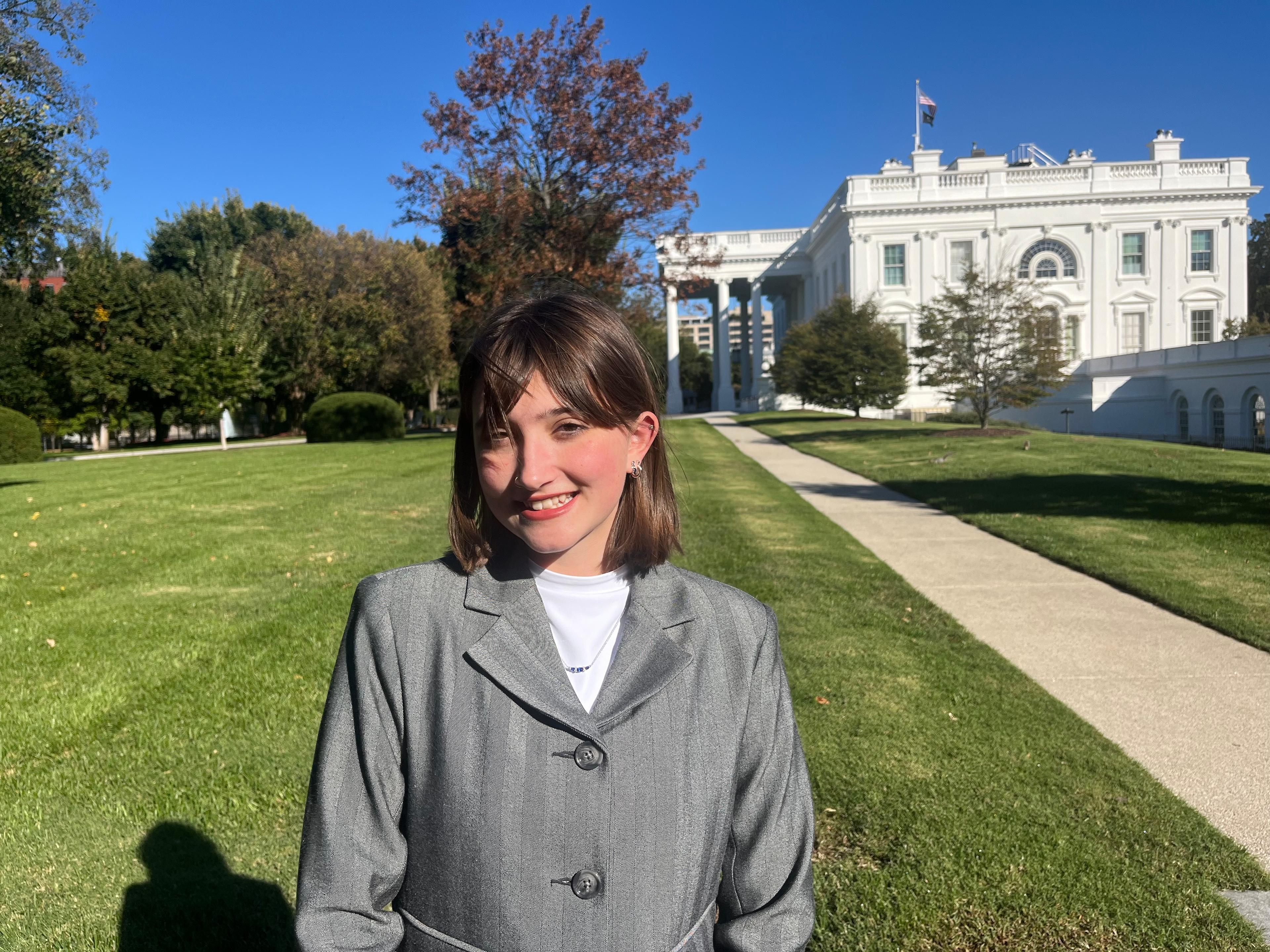Denver’s Morgaine Wilkins-Dean smiles outside the White House