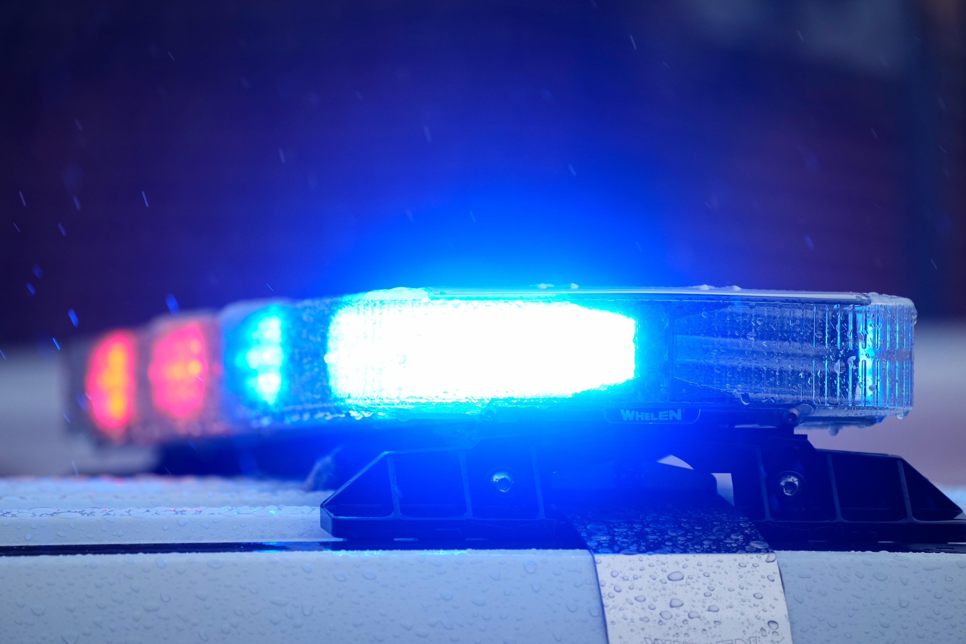 Lights on a parked police vehicle