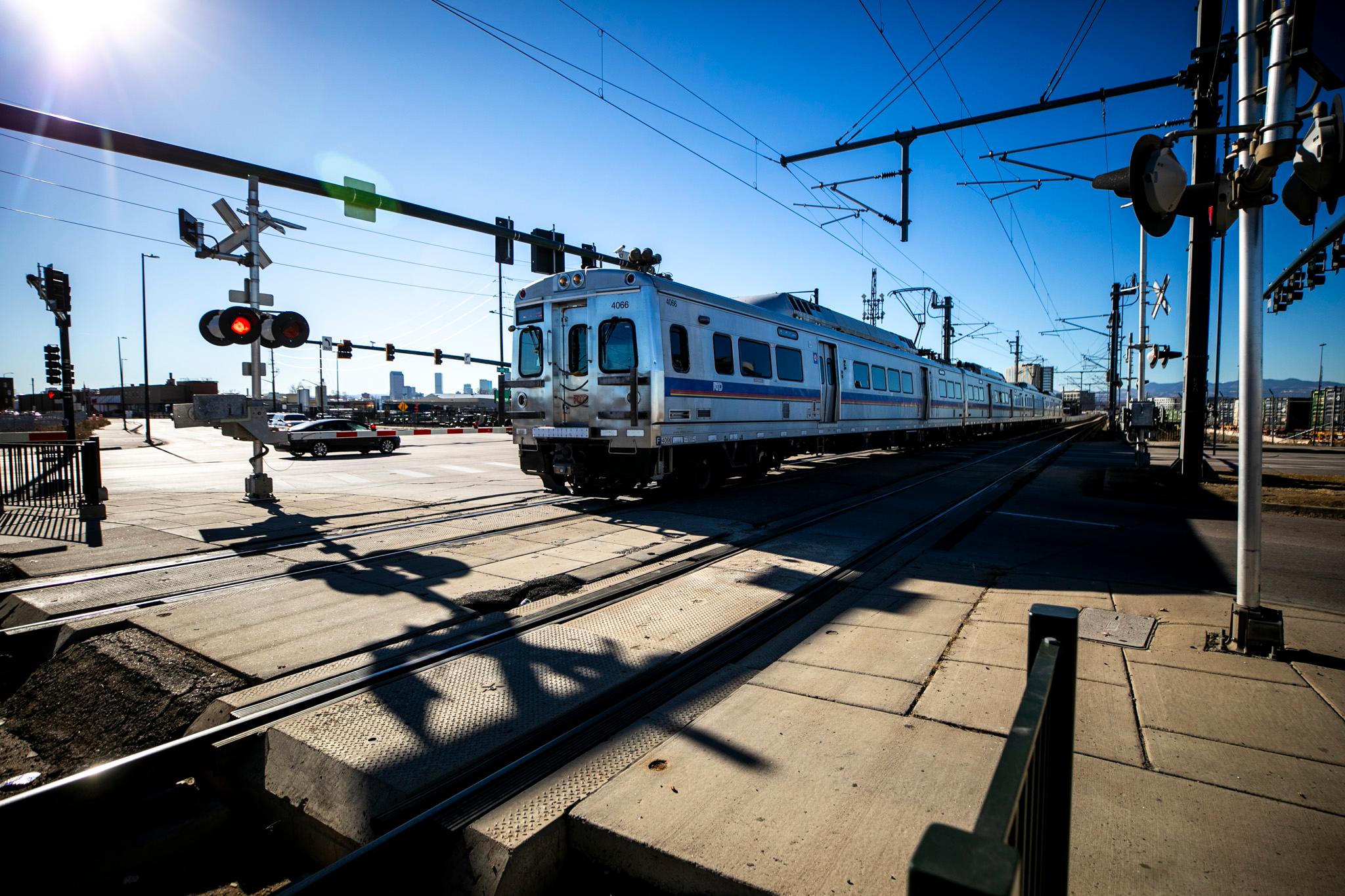 light rail leaving station