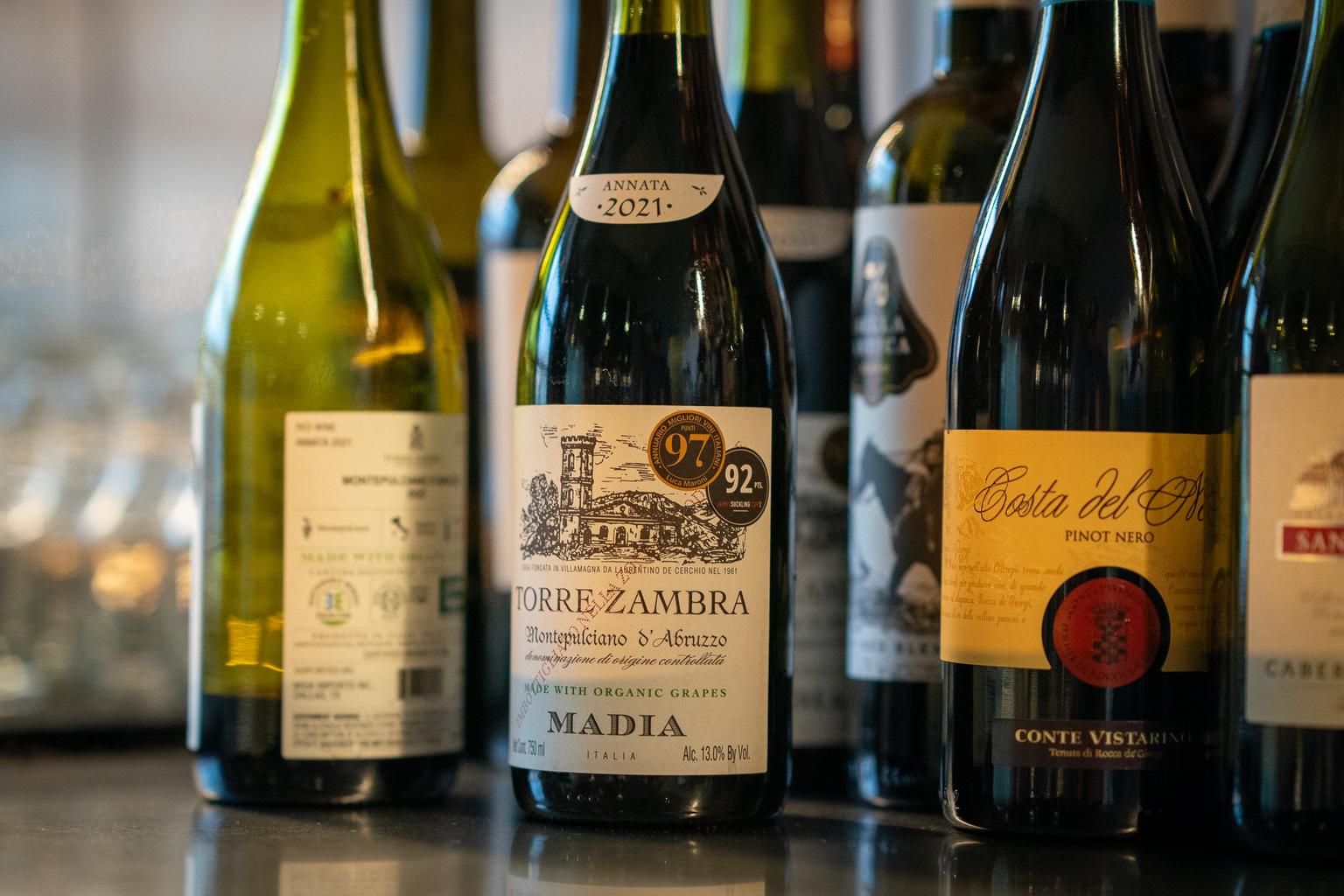 Some of the wines behind the bar at Cattivella.