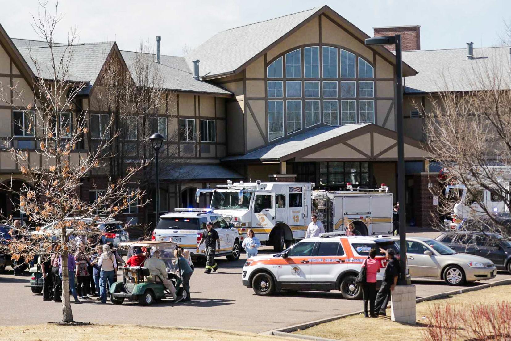 Denver Fire and first reponders at the scene of an explosion at a retirement community near Quebec Street and Smith Way