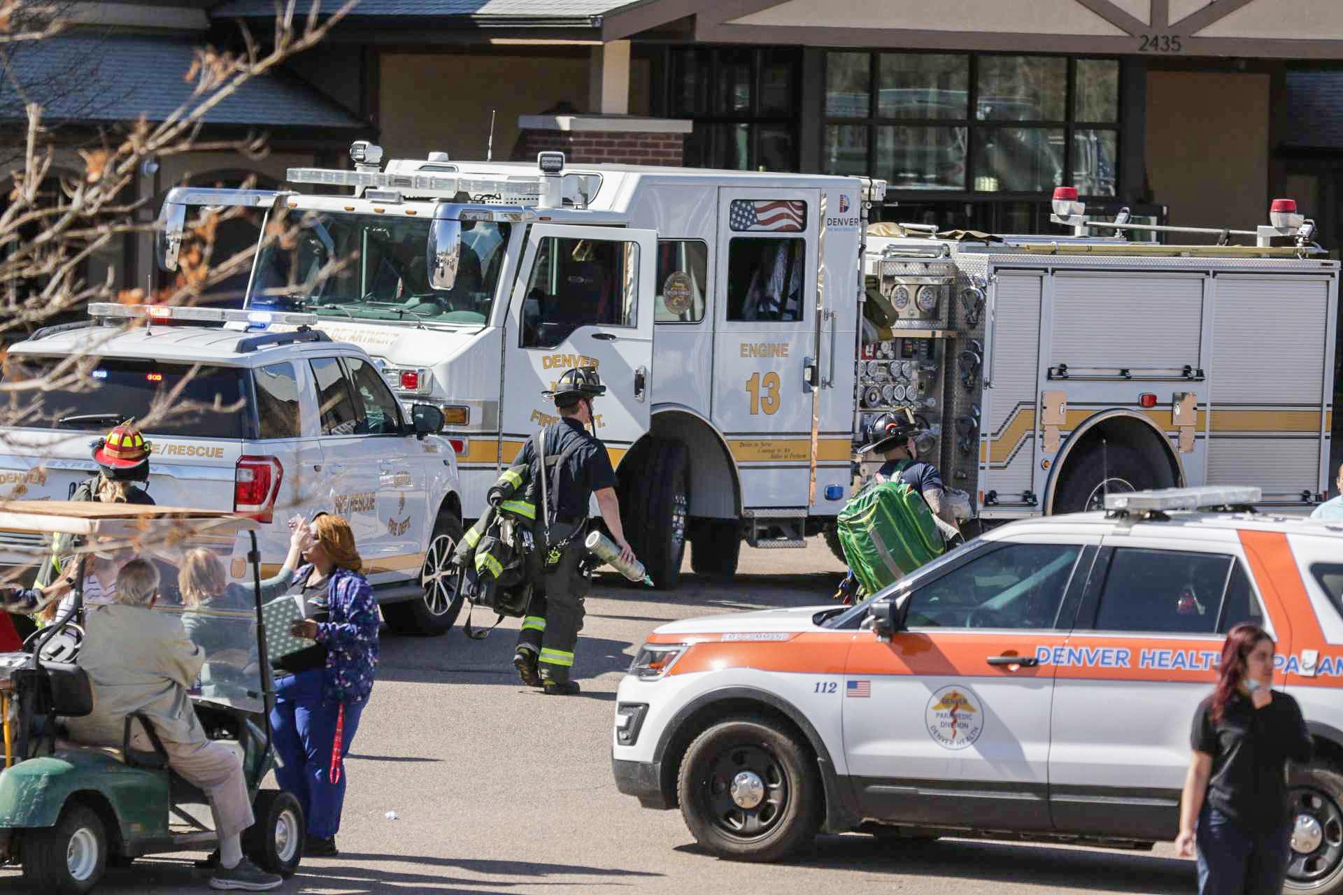 Denver Fire and first reponders at the scene of an explosion at a retirement community near Quebec Street and Smith Way