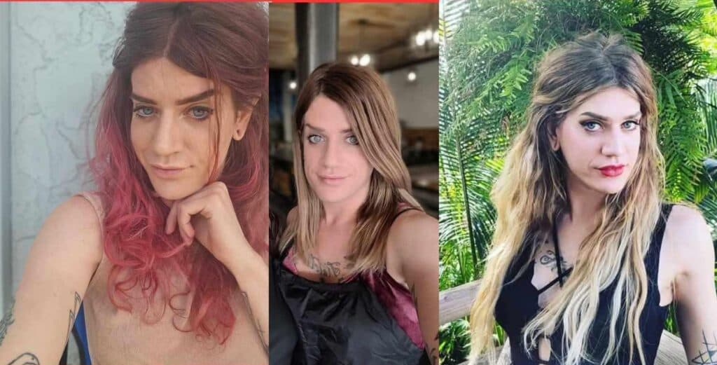 The top of a missing persons flyer reading "Missing Person: Jax" with three photos of a woman with long, multi-colored hair.